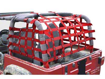 Steinjager Rear Teddy Top Premium Cargo Net; Red (97-06 Jeep Wrangler TJ, Excluding Unlimited)