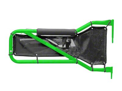 Steinjager Front Tube Doors; Neon Green and Black Mesh (07-18 Jeep Wrangler JK 4-Door)