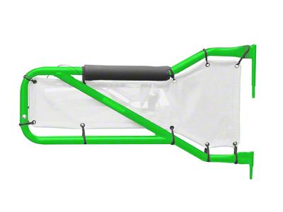 Steinjager Rear Tube Doors; Neon Green and White Mesh (07-18 Jeep Wrangler JK 4-Door)