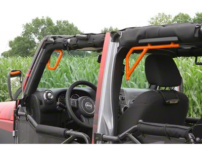 Steinjager Rigid Wire Form Front and Rear Grab Handles; Fluorescent Orange (07-18 Jeep Wrangler JK 4 Door)