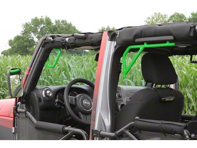 Steinjager Rigid Wire Form Front and Rear Grab Handles; Neon Green (07-18 Jeep Wrangler JK 4-Door)