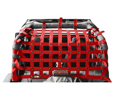 Steinjager Teddy Top Cargo Net Kit; Red (87-95 Jeep Wrangler YJ)