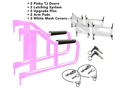 Steinjager Tube Doors; Pinky and White Mesh (97-06 Jeep Wrangler TJ)