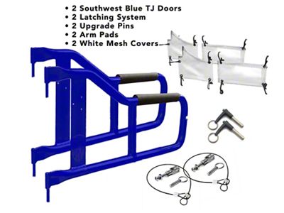 Steinjager Tube Doors; Southwest Blue and White Mesh (97-06 Jeep Wrangler TJ)