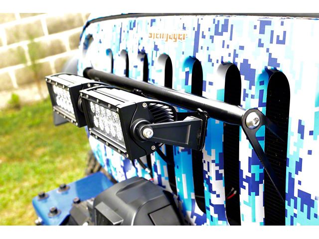 Steinjager Two 8-Inch LED Light Bars with Grille Mounting Brackets; Black (07-18 Jeep Wrangler JK)