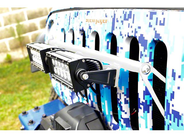 Steinjager Two 8-Inch LED Light Bars with Grille Mounting Brackets; Cloud White (07-18 Jeep Wrangler JK)