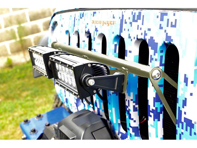 Steinjager Two 8-Inch LED Light Bars with Grille Mounting Brackets; Locas Green (07-18 Jeep Wrangler JK)