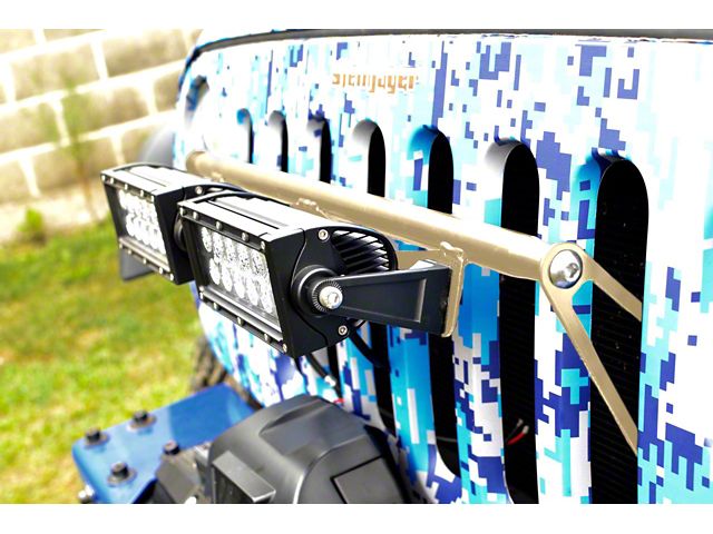 Steinjager Two 8-Inch LED Light Bars with Grille Mounting Brackets; Military Beige (07-18 Jeep Wrangler JK)