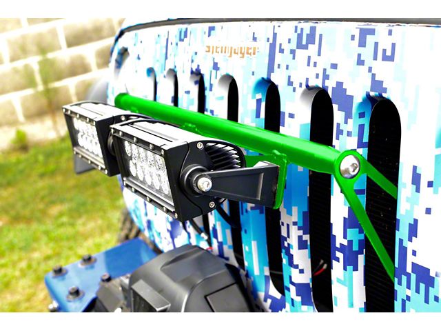 Steinjager Two 8-Inch LED Light Bars with Grille Mounting Brackets; Neon Green (07-18 Jeep Wrangler JK)
