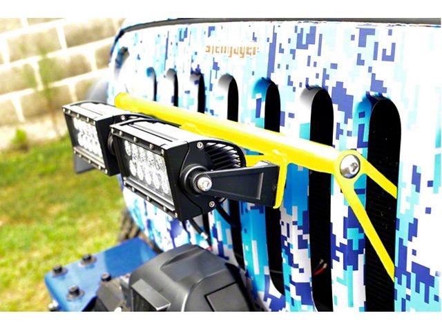Steinjager Two 8-Inch LED Light Bars with Grille Mounting Brackets; Neon Yellow (07-18 Jeep Wrangler JK)