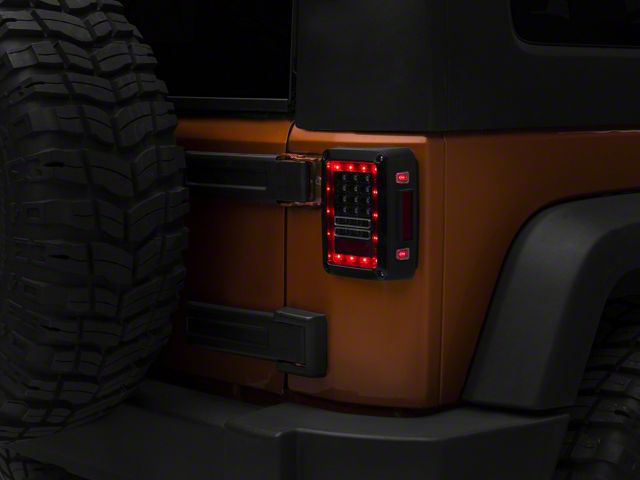 LED Tail Lights; Black Housing; Clear Lens (07-18 Jeep Wrangler JK)