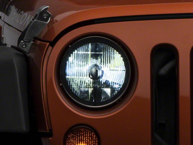Delta Lights LED Headlights with Amber Blinker Halos; Chrome Housing; Clear Lens (07-18 Jeep Wrangler JK)