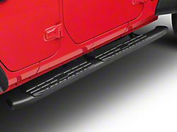 RedRock Pinnacle Oval Bent End Side Step Bars; Textured Black (18-24 Jeep Wrangler JL 4-Door)
