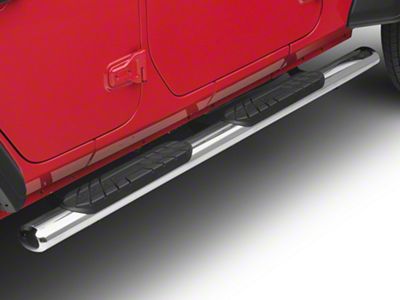 RedRock 4-Inch Oval Straight Side Step Bars; Stainless Steel (18-24 Jeep Wrangler JL 4-Door)