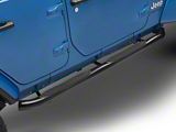 RedRock 3-Inch Round Curved Side Step Bars; Semi-Gloss Black (18-26 Jeep Wrangler JL 4-Door)