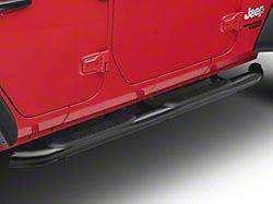 RedRock 3-Inch Round Curved Side Step Bars; Semi-Gloss Black (18-23 Jeep Wrangler JL 4-Door)