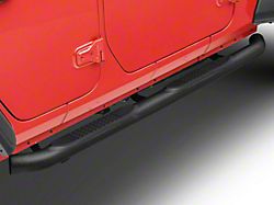 RedRock 3-Inch Round Curved Side Step Bars; Textured Black (18-22 Jeep Wrangler JL 4-Door)
