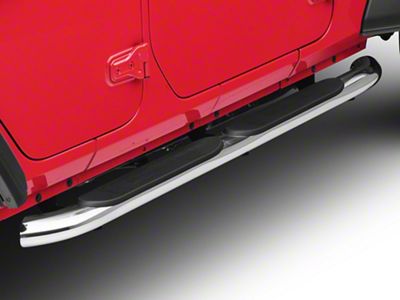 RedRock 4-Inch Oval Curved Side Step Bars; Stainless Steel (18-23 Jeep Wrangler JL 4-Door)