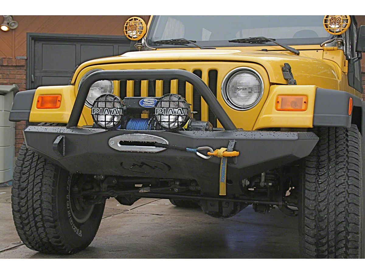 Expedition One Jeep Wrangler Front Bumper w/ Center Hoop - Textured Black  TJ_FB100_HPC (97-06 Jeep Wrangler TJ)
