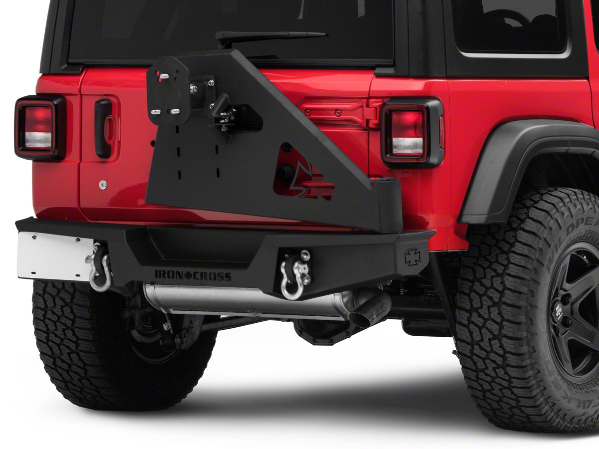 Iron Cross Automotive Jeep Wrangler Stubby Rear Bumper with Tire Carrier;  Matte Black GP-2202 (18-23 Jeep Wrangler JL) - Free Shipping