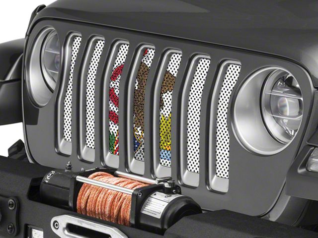 Under The Sun Inserts Grille Insert; Illinois State Flag (18-23 Jeep Wrangler JL w/o TrailCam; 2024 Jeep Wrangler JL Sport)