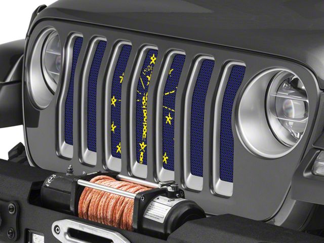 Under The Sun Inserts Grille Insert; Indiana State Flag (18-23 Jeep Wrangler JL w/o TrailCam; 2024 Jeep Wrangler JL Sport)