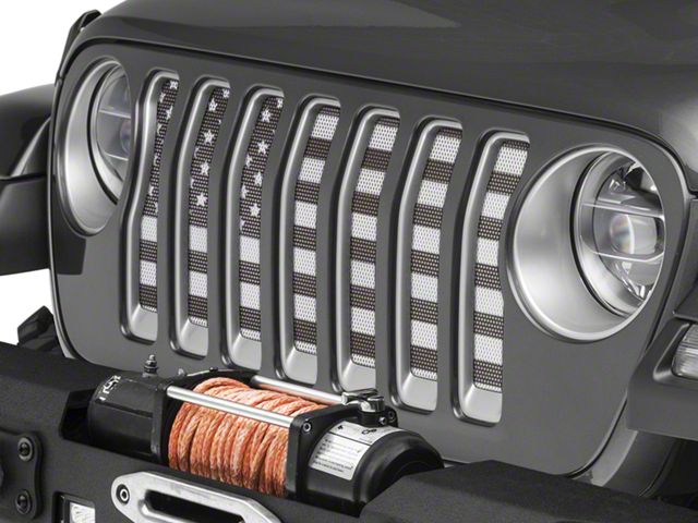 Under The Sun Inserts Grille Insert; Black and White (18-23 Jeep Wrangler JL w/o TrailCam; 2024 Jeep Wrangler JL Sport)