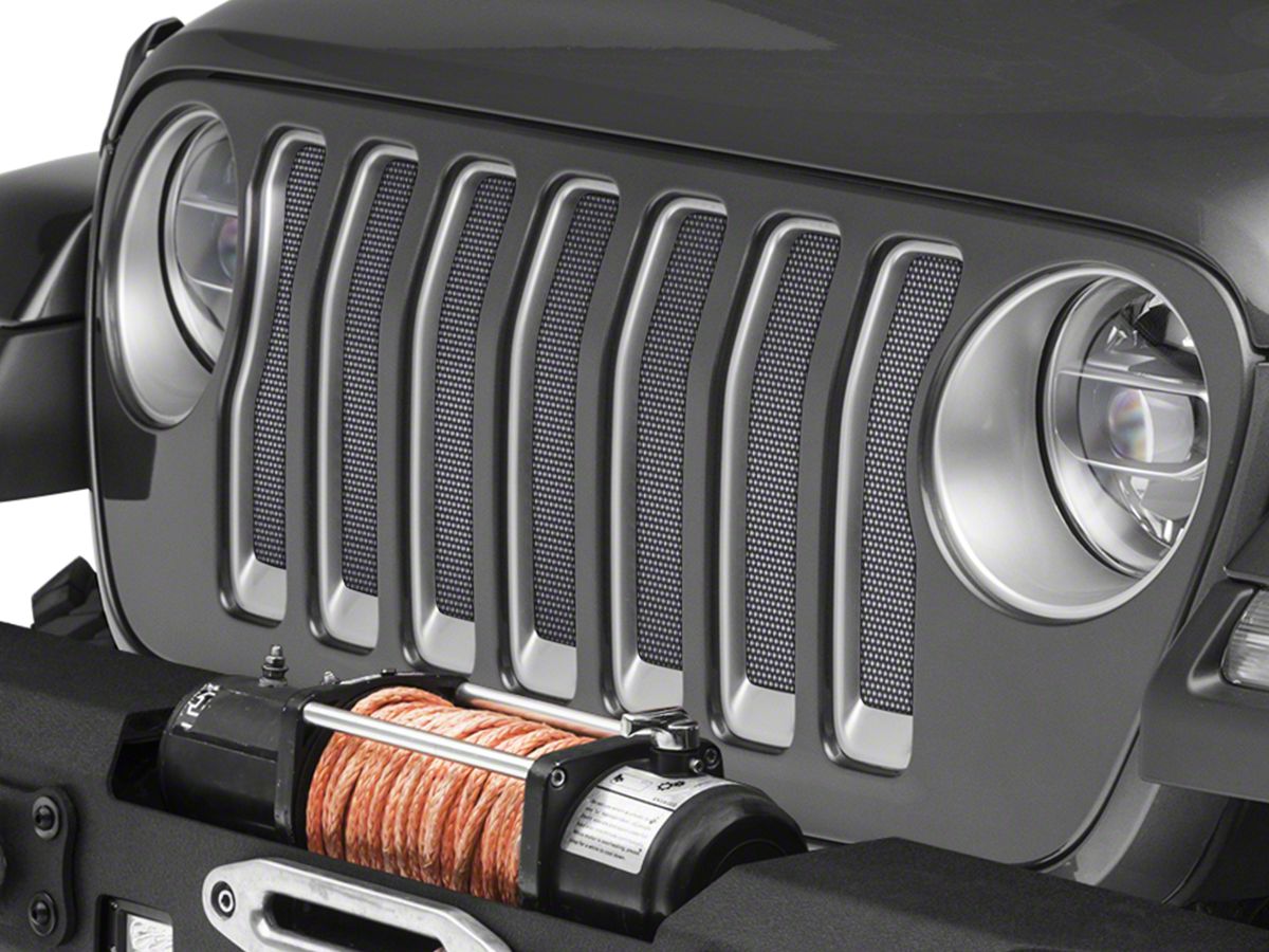 Color : Silver Car Racing Grill Car Headlight&Front Grille Inserts Trim Cover Fit for Jeep Wrangler JL Sport 2018 2019 Auto Parts