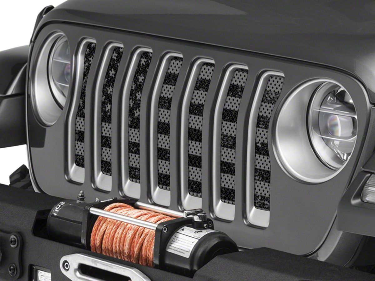 Under The Sun Inserts Jeep Wrangler Grille Insert; Distressed Black Out  INSRT-DTRBO-JL (18-23 Jeep Wrangler JL) - Free Shipping