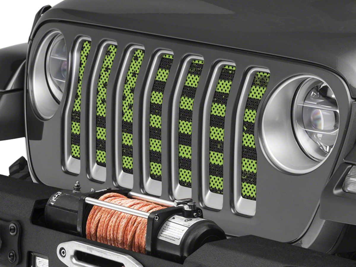 Under The Sun Inserts Jeep Wrangler Grille Insert; Distressed Lime Green  INSRT-DTRLG-JL (18-23 Jeep Wrangler JL) - Free Shipping