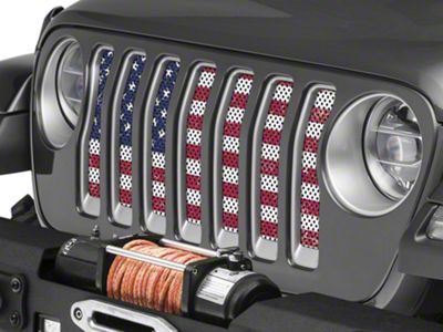Under The Sun Inserts Grille Insert; Distressed Old Glory (18-23 Jeep Wrangler JL)