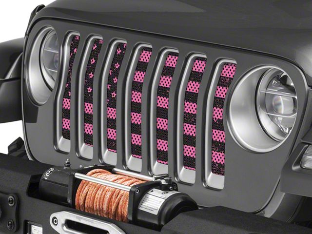 Under The Sun Inserts Grille Insert; Distressed Pink (18-23 Jeep Wrangler JL w/o TrailCam; 2024 Jeep Wrangler JL Sport)