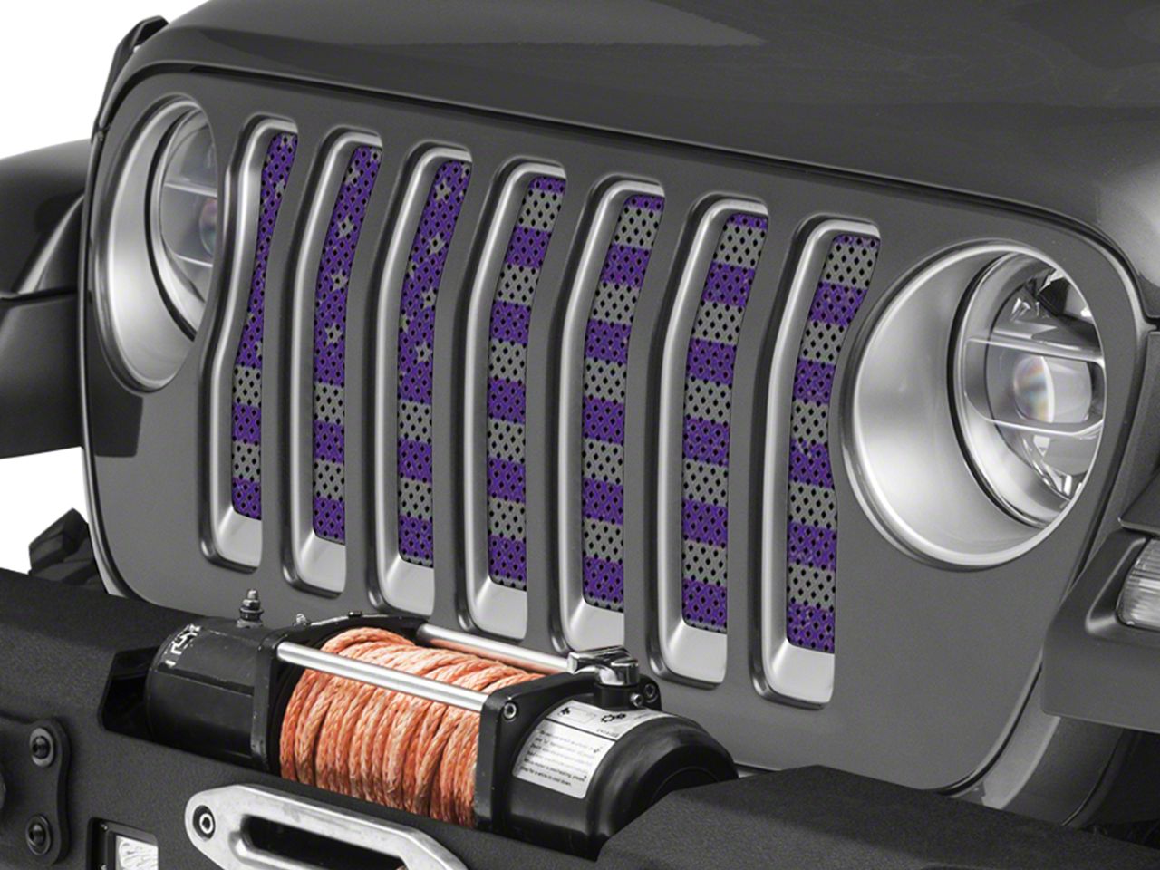 Under The Sun Inserts Jeep Wrangler Grille Insert; Distressed Purple and Silver INSRTDTRPRPSJL