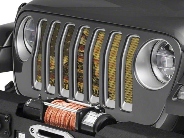 Under The Sun Inserts Grille Insert; Don't Tread On Me Old Glory (18-23 Jeep Wrangler JL w/o TrailCam; 2024 Jeep Wrangler JL Sport)