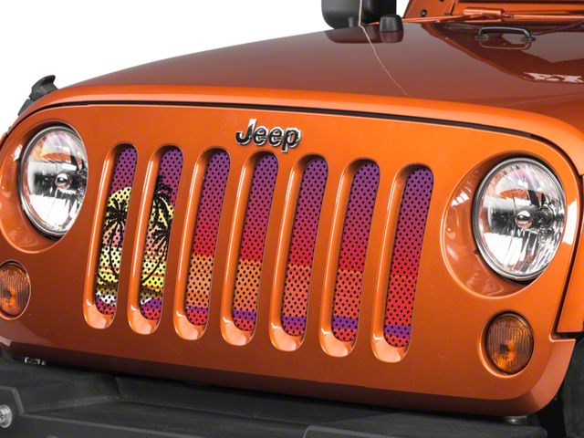 Under The Sun Inserts Grille Insert; Endless Summer Red Palm Tree (07-18 Jeep Wrangler JK)