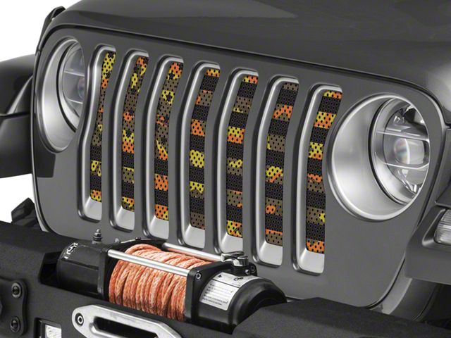 Under The Sun Inserts Grille Insert; Fall Colors Camo Stars and Stripes (18-23 Jeep Wrangler JL w/o TrailCam; 2024 Jeep Wrangler JL Sport)