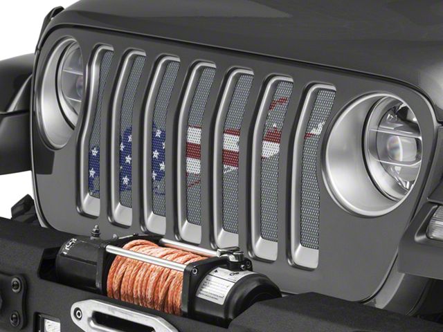 Under The Sun Inserts Grille Insert; Long Island OldGlory (20-23 Jeep Gladiator JT w/o TrailCam; 2024 Jeep Gladiator JT Sport)