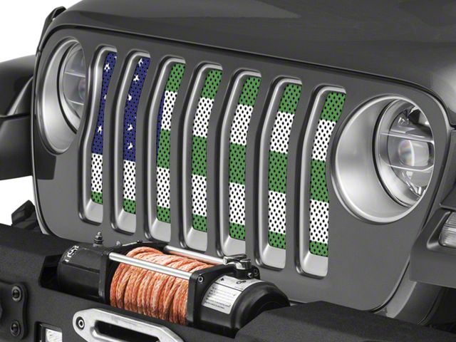Under The Sun Inserts Grille Insert; NYPD Flag (18-23 Jeep Wrangler JL w/o TrailCam; 2024 Jeep Wrangler JL Sport)