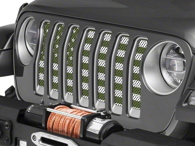 Under The Sun Inserts Grille Insert; Olive Drab Old Glory White Stars and Stripes (20-23 Jeep Gladiator JT w/o TrailCam; 2024 Jeep Gladiator JT Sport)