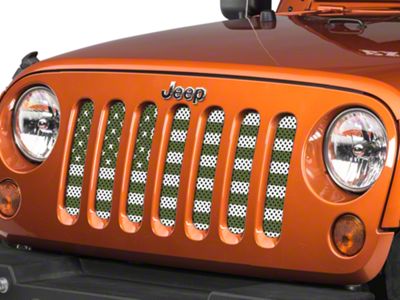 Under The Sun Inserts Grille Insert; Olive Drab Old Glory White Stars and Stripes (07-18 Jeep Wrangler JK)