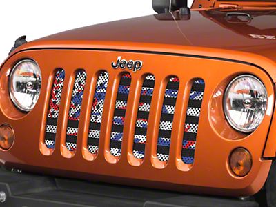 Under The Sun Inserts Jeep Wrangler Grille Insert; Patriot Colors Camo  Stars and Stripes INSRT-PATSS-JK (07-18 Jeep Wrangler JK) - Free Shipping