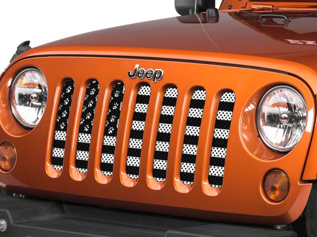 Under The Sun Inserts Grille Insert; Paws Black and White (07-18 Jeep Wrangler JK)