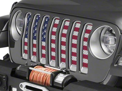 Under The Sun Inserts Grille Insert; Paws Old Glory (18-23 Jeep Wrangler JL w/o TrailCam; 2024 Jeep Wrangler JL Sport)