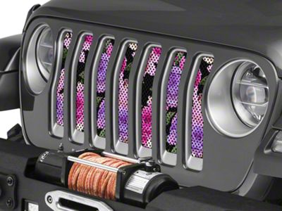 Under The Sun Inserts Grille Insert; Pink Roses (18-23 Jeep Wrangler JL w/o TrailCam; 2024 Jeep Wrangler JL Sport)