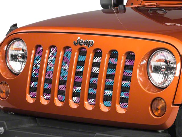 Under The Sun Inserts Grille Insert; Pink, Blue and White Camo Stars and Stripes (07-18 Jeep Wrangler JK)