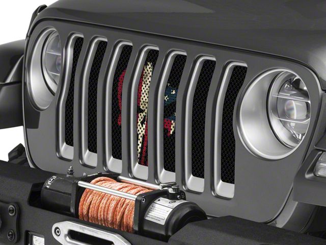 Under The Sun Inserts Grille Insert; Punisher Old Glory (18-23 Jeep Wrangler JL w/o TrailCam; 2024 Jeep Wrangler JL Sport)