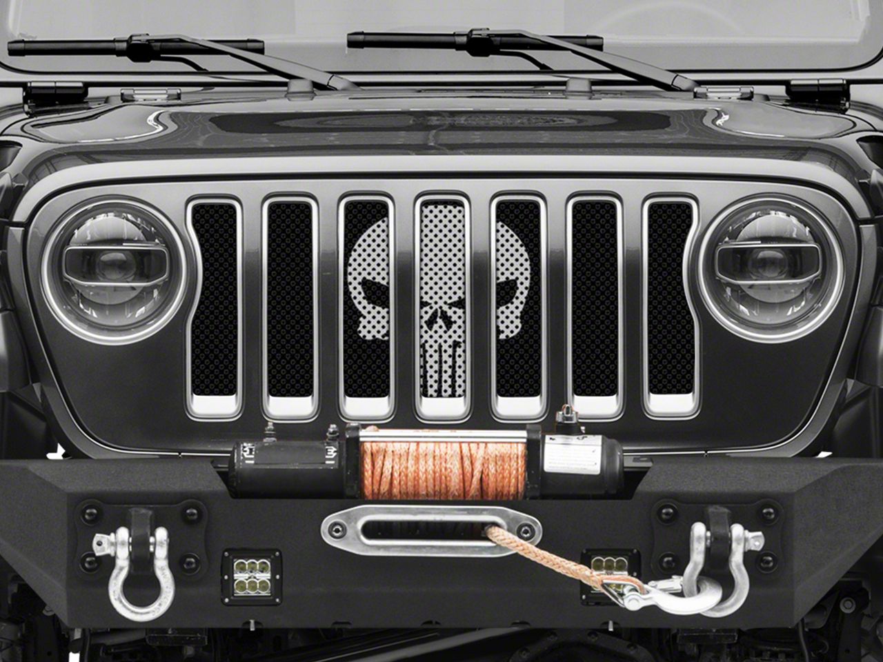 Under The Sun Inserts Jeep Wrangler Grille Insert; Punisher Silver