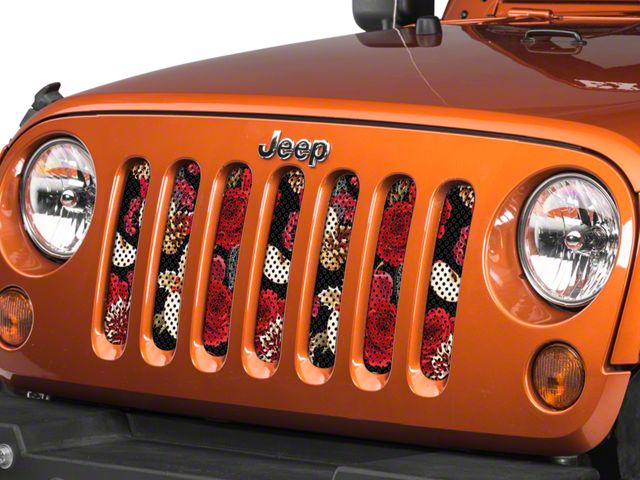 Under The Sun Inserts Grille Insert; Red Roses and Apples (07-18 Jeep Wrangler JK)
