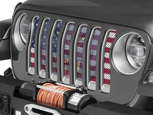 Under The Sun Inserts Grille Insert; Wolf Flag (18-23 Jeep Wrangler JL w/o TrailCam; 2024 Jeep Wrangler JL Sport)