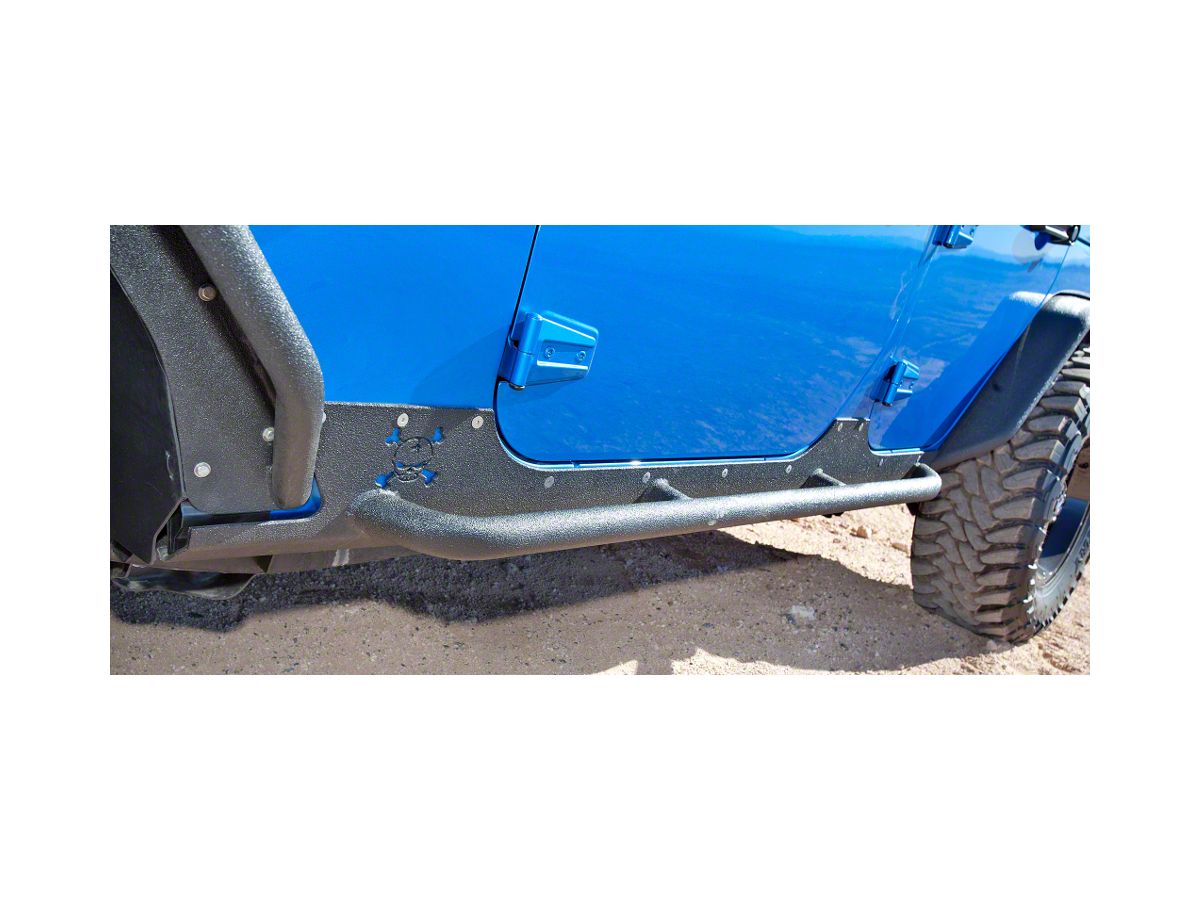 Hauk Off Road Jeep Wrangler Rock Sliders Epoxy Black Aluminum